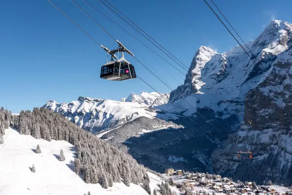 schilthornbahn cable car in swiss alps